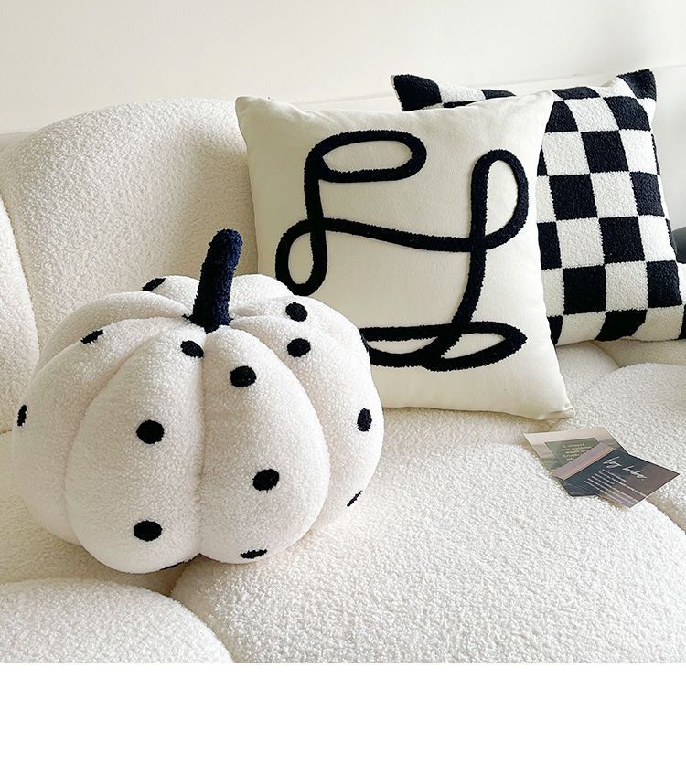 Housse de coussin à carreaux style crème pour canapé, baie vitrée, décoration minimaliste de luxe_voghion.com