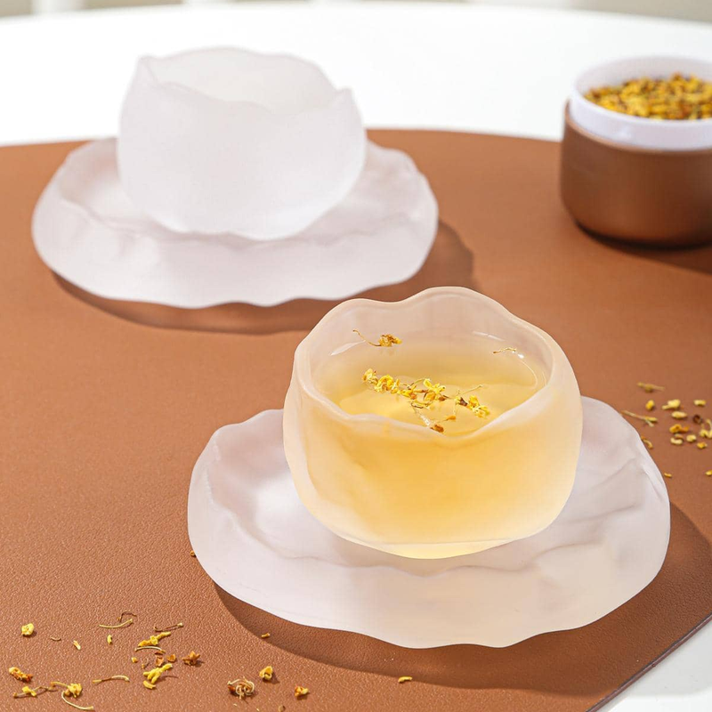 1PC new Japanese style early snow gradient women's tea making glass cup, female master cup, tea tasting cup _voghion.com