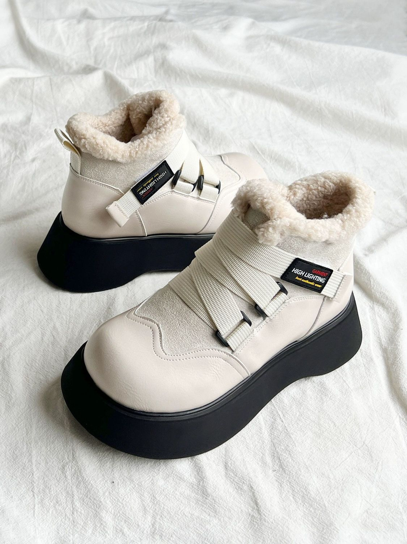 2023 Thick soled elevation matching color warm snow boots and thick female Martin boots non-slip ankle boots Platform snow boots_voghion.com