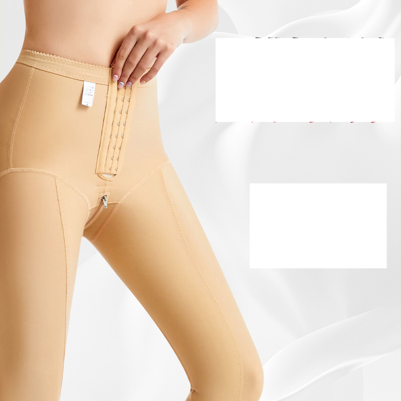 Hüfthebende, körperformende Hose für Damen nach einer Fettabsaugung. Dreireihige Oberschenkel- und Wadenformungshose_voghion.com