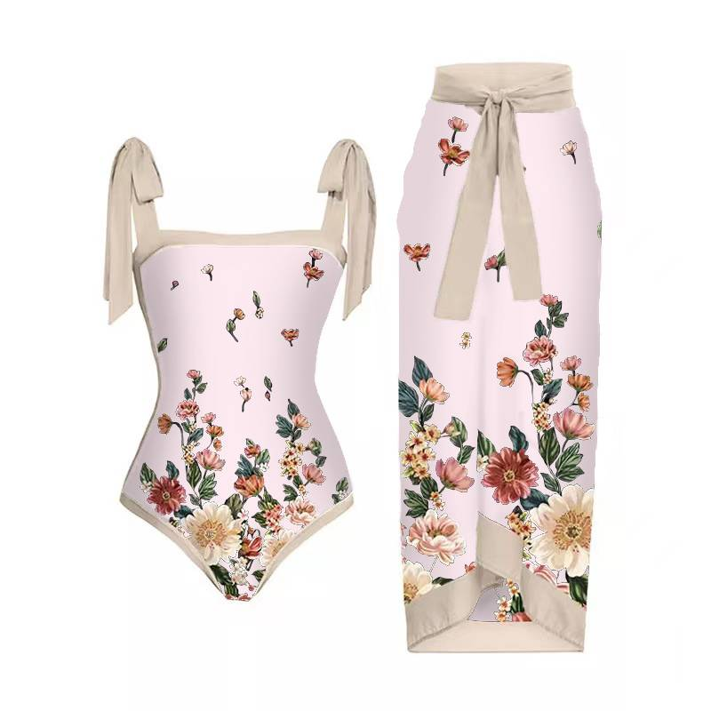 Europejski i amerykański konserwatywny strój kąpielowy jednoczęściowy, szyfonowa spódnica, dwuczęściowy swobodny brzuch zakrywający damski strój kąpielowy_voghion.com