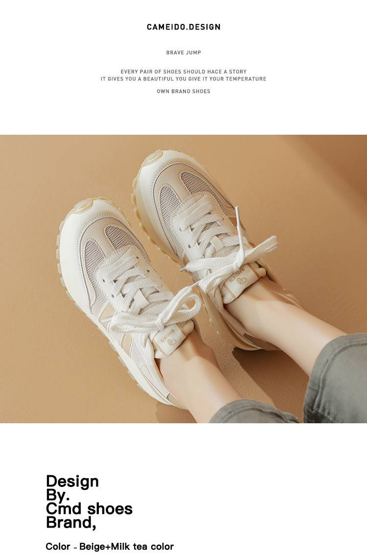 cameido Mesh Casual Sports Shoes For Women. These Shoes Feature Striped Color - Blocking, Presenting A Retro Style, Making Them Perfect For Traveling_voghion.com