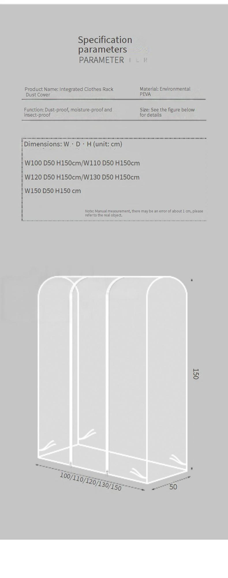 Clothes Hanger Dust Cover Clothes Dust Cover Enlarged Full Package Thickened PEVA Storage Waterproof And Dustproof_voghion.com