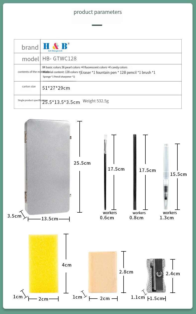 Oil Paints 128 Color Solid Watercolor Paint Set Art Supplies Pearlescent Color Fluorescent Color Candy Color Watercolor Painting_voghion.com