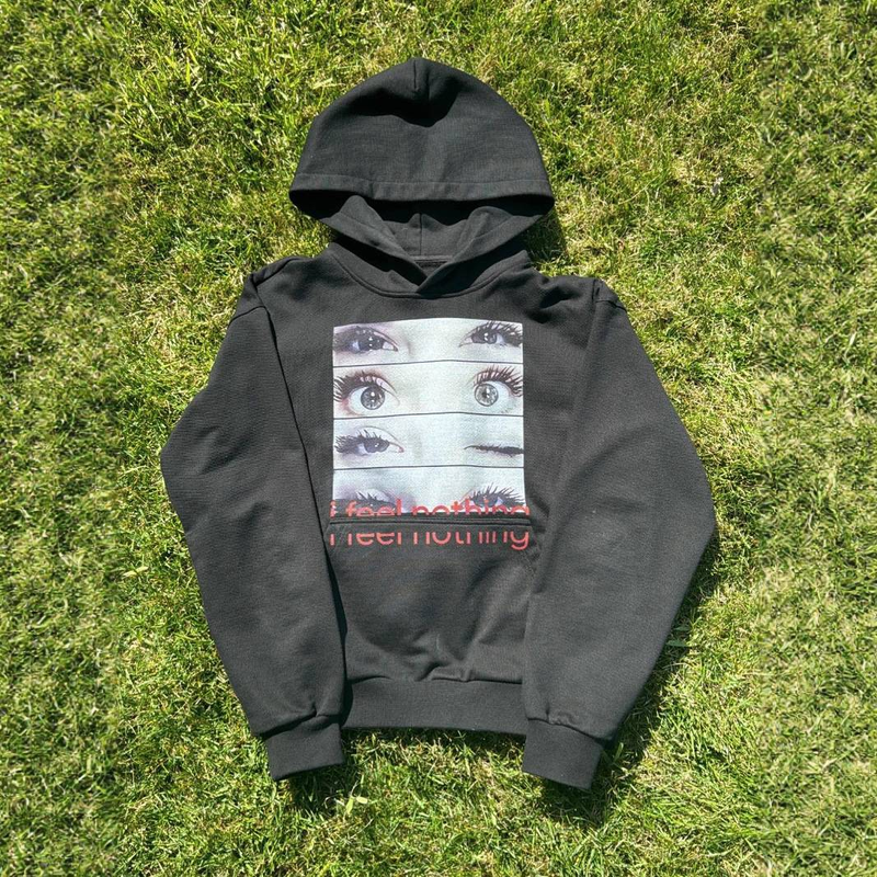 "Y2K Dark Print Hoodie – Oversized Retro Pullover With Graphic Design | Unisex Streetwear Sweater (Black/Grey) | S-XL"_voghion.com