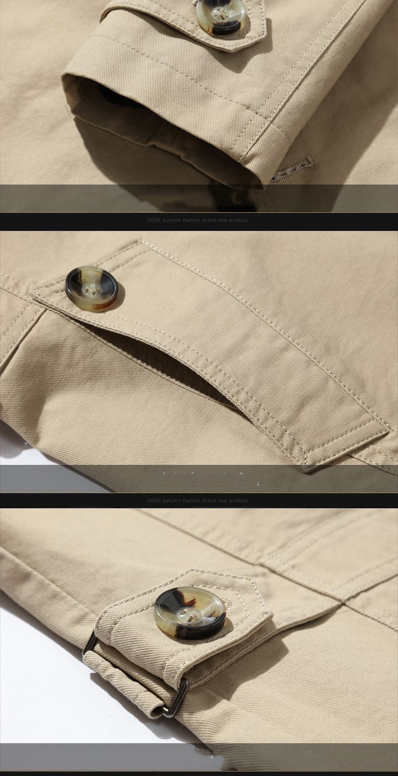 2025 New Men's Jacket, Pure Cotton Large Size Mid-length Jacket, Men's Casual Solid Color Coat_voghion.com