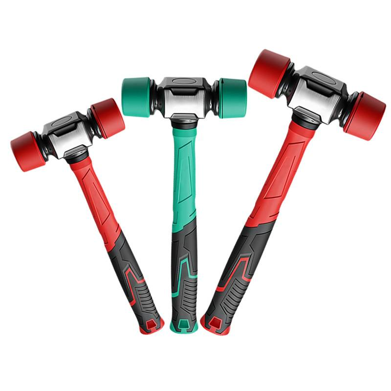Professional Rubber Mallet Hammer For Flooring & Tile Installation - Durable PC Head With Non-Slip Plastic Handle (295mm, Green/Red, 27mm/36mm/43mm)_voghion.com