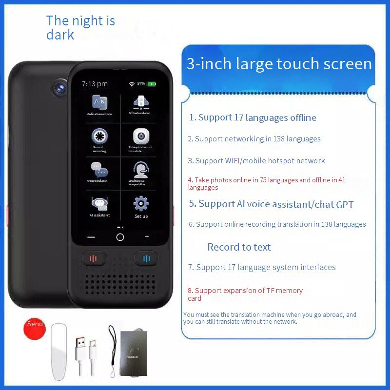 Portable Multilingual Translator Device - Offline Translation For 8+ Languages, Smart Language Learning, Travel Companion_voghion.com