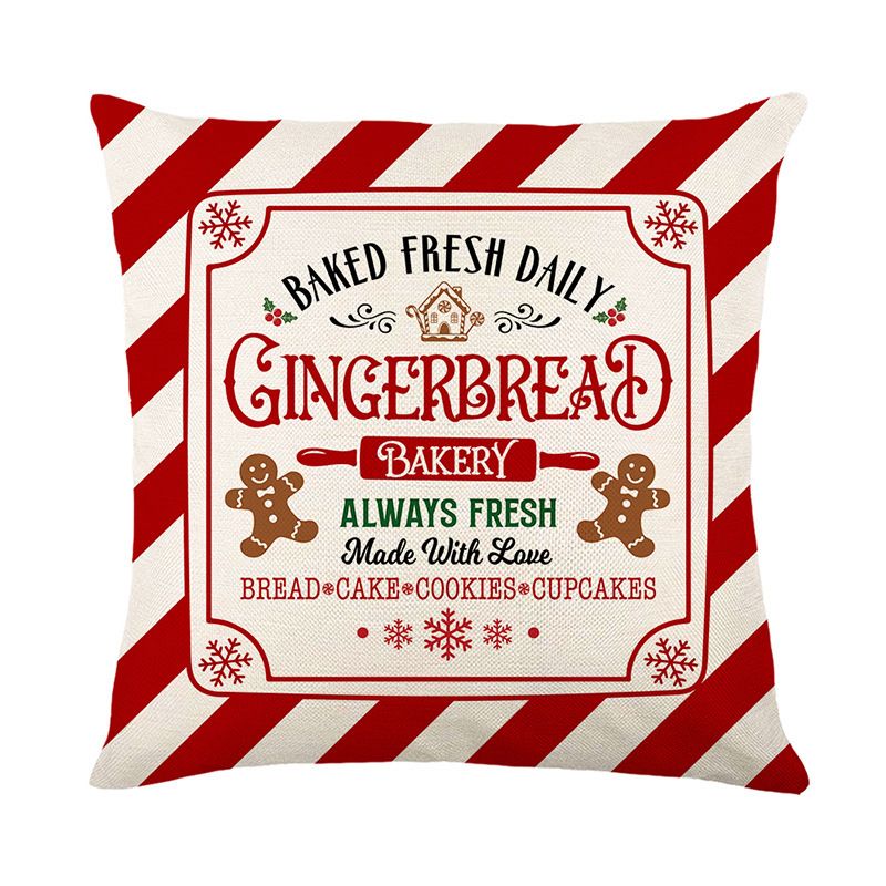 Federa per cuscino natalizia rossa in lino con stampa a lettere, federa per cuscino da divano, federa decorativa per cuscino da casa_voghion.com