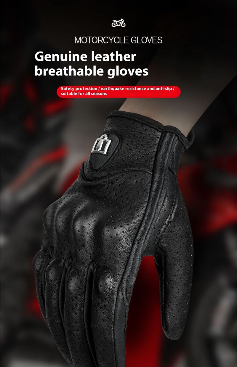 Motorcycle Gloves – Premium Lambskin & Cowhide (Windproof/Touchscreen/Breathable, All-Season Riding, M/L/XL, Black/Yellow)_voghion.com