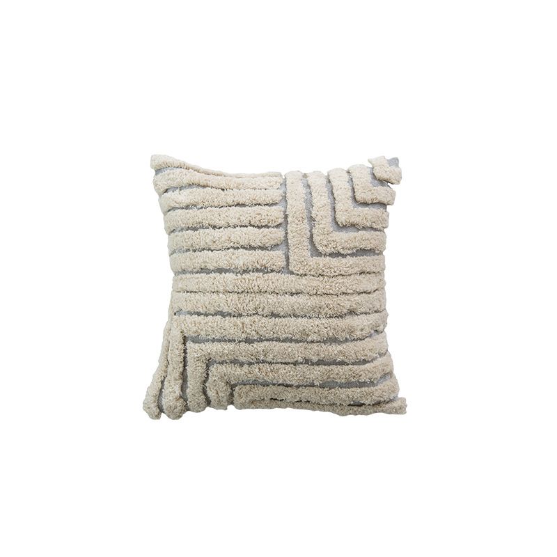 Federa per cuscino in stile Wabi-Sabi minimalista color crema con texture - Cuscino per divano moderno e lussuoso con design trapuntato 3D_voghion.com