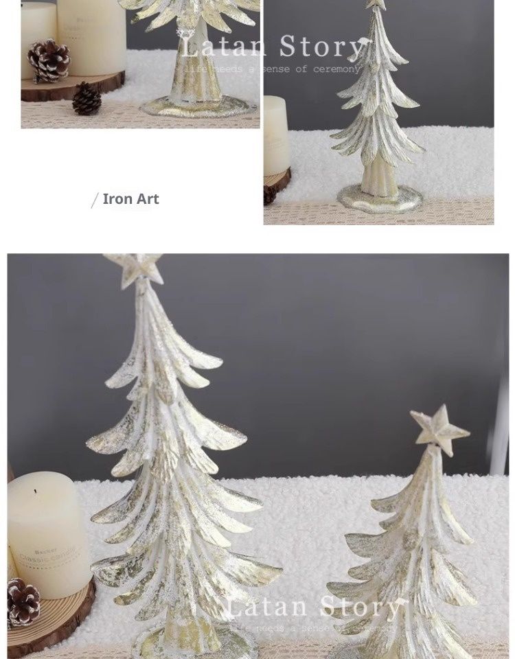 Modern Minimalist Christmas Decor Set – Iron Star Candle Holder, Golden Scarf Reindeer, Snowman & Deer Ornaments For Xmas Tree And Home Decor_voghion.com