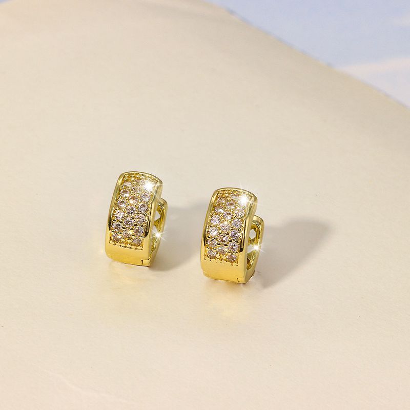 1 par de brincos de cobre e zircônia com revestimento geométrico de estilo simples_voghion.com