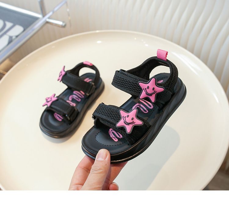 Sandali da ragazza 2024 Estate Nuova suola morbida antiscivolo Scarpe da spiaggia da principessa per bambine medie e grandi_voghion.com