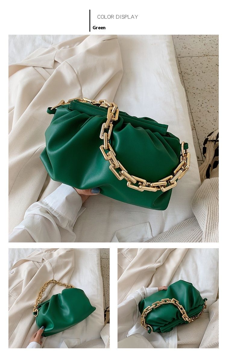 2024 New Cloud Women's Korean Edition Casual Simple Fashion Shoulder Bag Chained Handbag_voghion.com