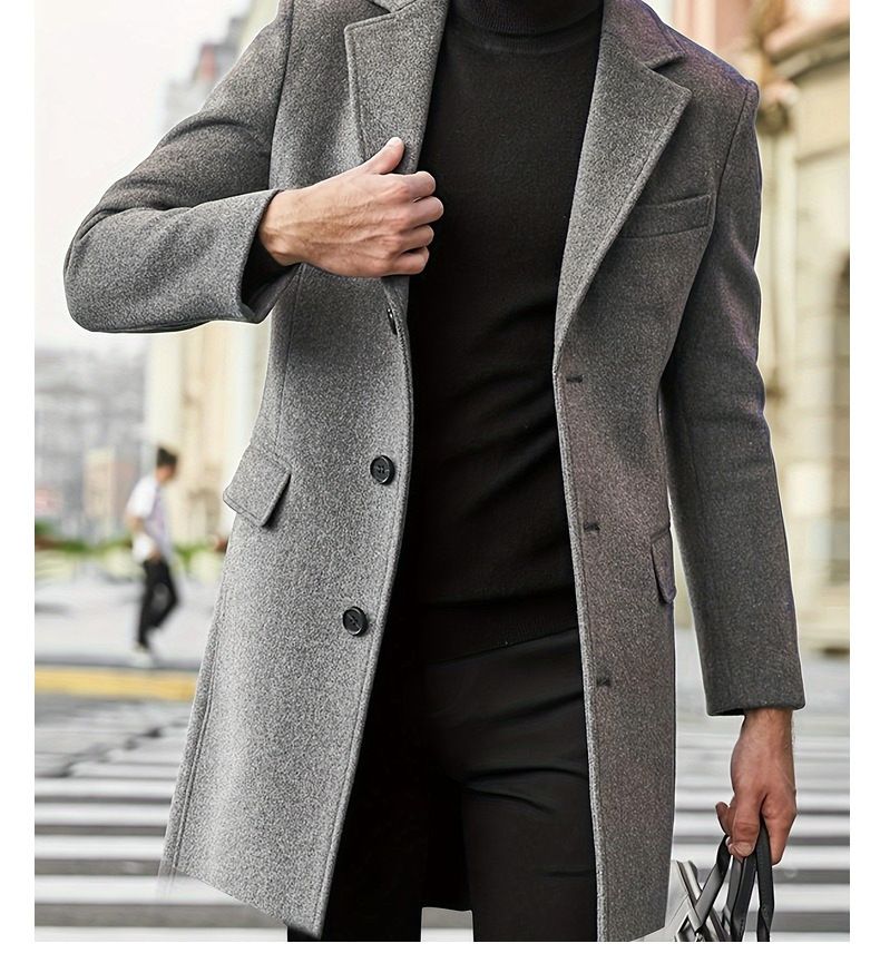 Upgrade hochwertige britische Herren mittellangen bis langen Mantel für Herbst und Winter Wollanzug Jacke_voghion.com
