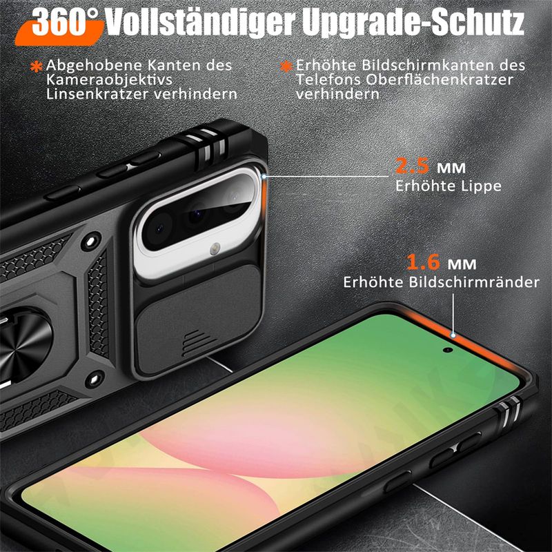 Case For Samsung Galaxy A56 A36 5G Build In 360° Slide Camera Rotating Ring Kickstand Military Grade Protective Cover_voghion.com