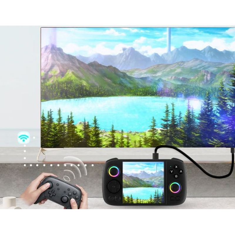 RG Cube Android 13 Connected To TV Square Screen Handheld Game Console 2024 Model With Controller And Ambient Light_voghion.com