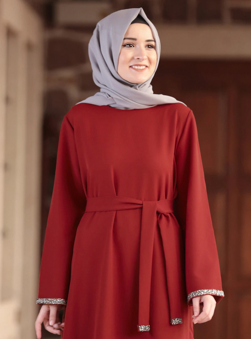 Damenbekleidung Modekleid Abaya Langer Rock Muslimisches Kleid_voghion.com