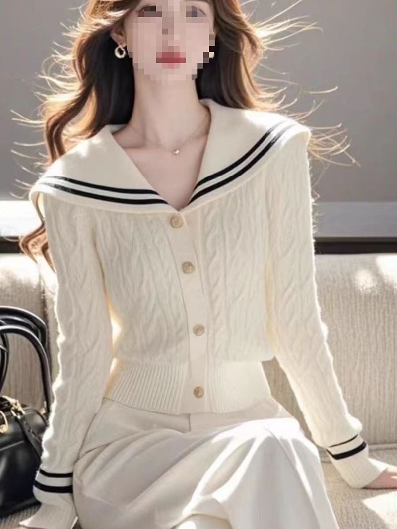 Navy hals weiche sticky kurze lange ärmeln für frauen in herbst winter 2024, slim fit und schlankmachende, gepaart mit einem weißen_voghion.com