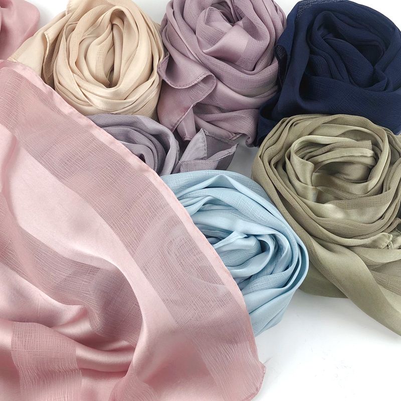 Women's Scarves New Women's Headscarf Shawl Pleated Chiffon With Stripes Natural Wrinkle Middle East Dubai Headscarf Hijab_voghion.com