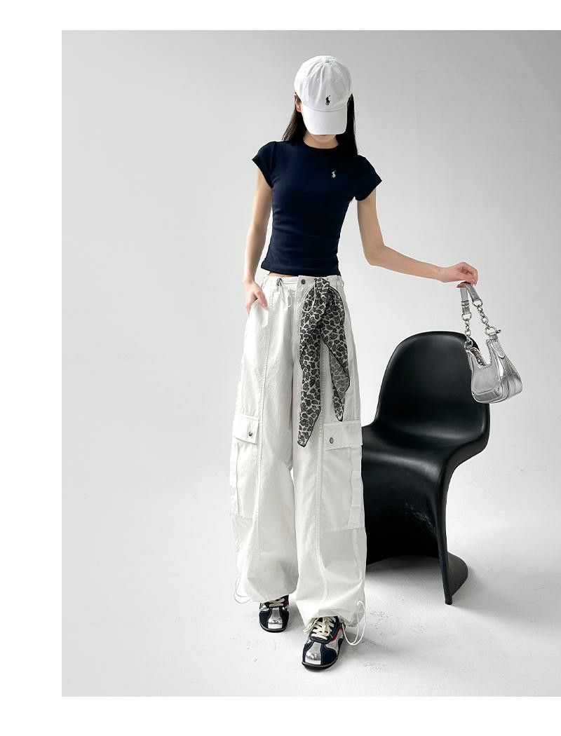 Dynamische werkbroek voor meisjes, lente- en zomerhiphop voor dames, enkelband, losvallend Amerikaans model, wijde pijpen, High Street_voghion.com