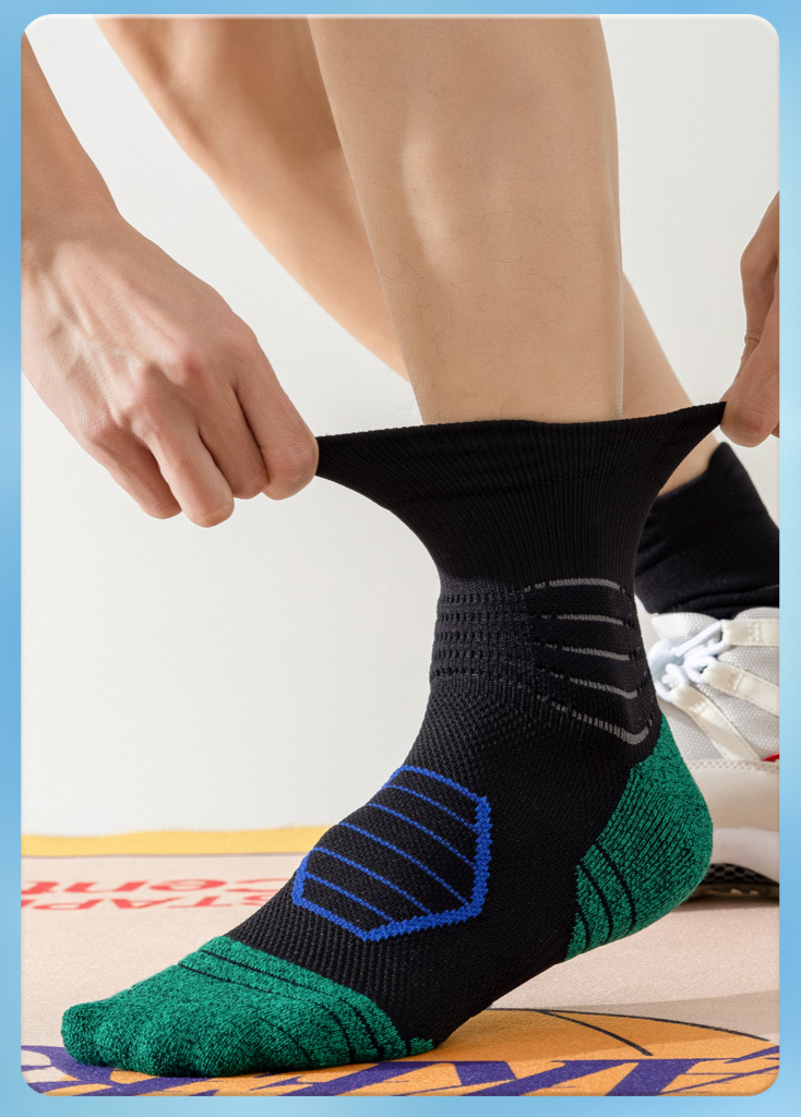 Pallone da basket professionale per uomo, a metà polpaccio, spesso, assorbimento degli urti d'élite, allenamento, antiscivolo, fondo in asciugamano,_voghion.com