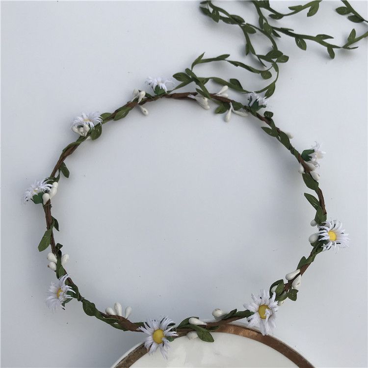 Copricapo da sposa in stile foresta coreano, ghirlanda di fiori, piccola margherita, accessorio in rattan a doppio strato, anello per capelli, fotografia_voghion.com