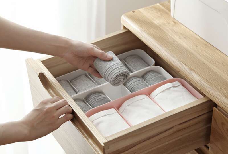 【 Hedou 】 Scatola di stoccaggio per cassetti da scrivania in plastica per calzini e biancheria intima, impilata_voghion.com