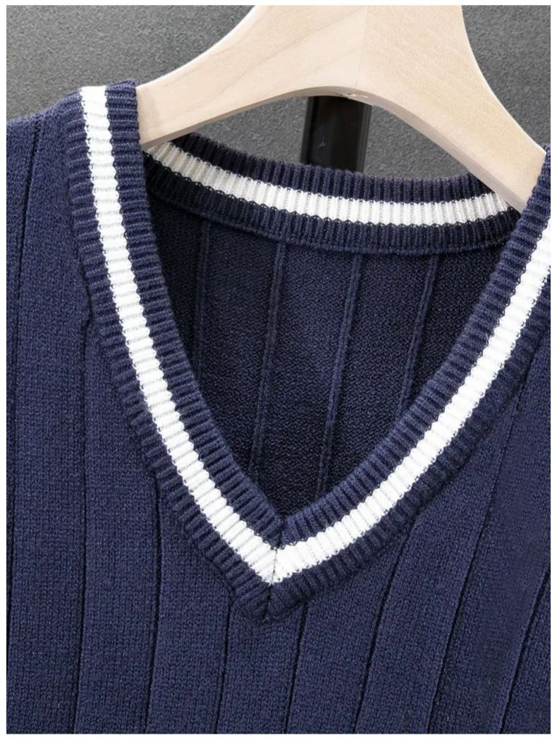 Heren V-hals mouwloos gebreid vest casual kabelpatroon trui voor de herfst Trendy mode_voghion.com