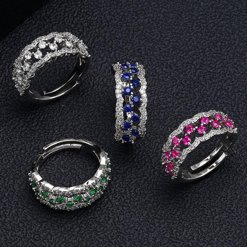 Elegante opengewerkte zirkonia-ring voor dames met dromenvangerontwerp, gegalvaniseerd koperen statementring voor dagelijks gebruik_voghion.com