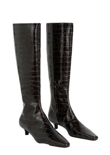 Tot***eme The Slim Knee-High Boot Dunkelbraun Kroko Damen_voghion.com