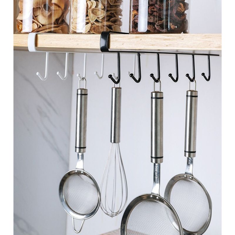 Storage Hanging Rack Home Door Kitchen Iron Art Cabinet Multi-functional Wardrobe Organizer No Trace Nail-free Hook_voghion.com