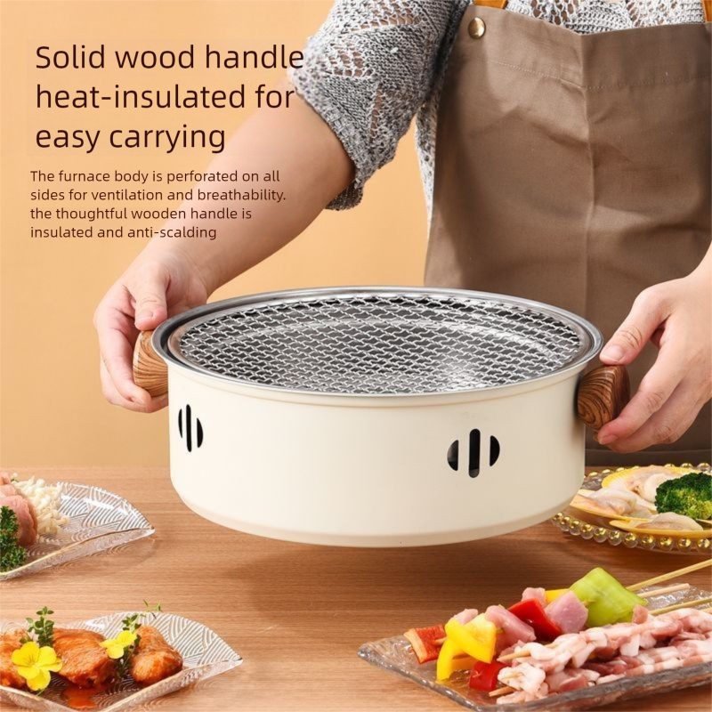 Barbecue per famiglie all'aperto, rotondo, in stile giapponese, portatile, set completo per preparare il tè, barbecue, griglia, buono_voghion.com