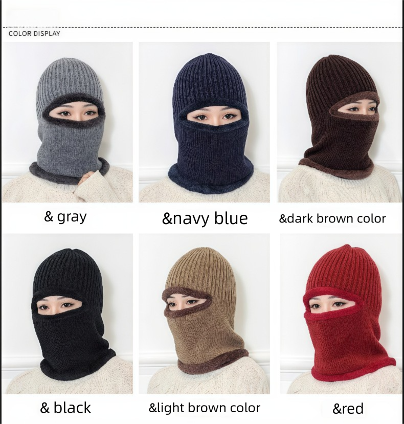 Sciarpa con cappuccio monopezzo per ciclismo autunno inverno all'aperto antivento protezione dal freddo paraorecchie pile spesso caldo cappello lavorato a maglia_voghion.com