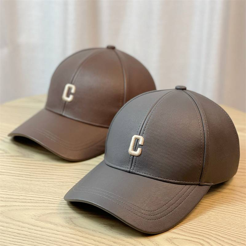 Baseball cap for women with wide brim, hard top, large head circumference, duck tongue hat, leather versatile, and small face_voghion.com