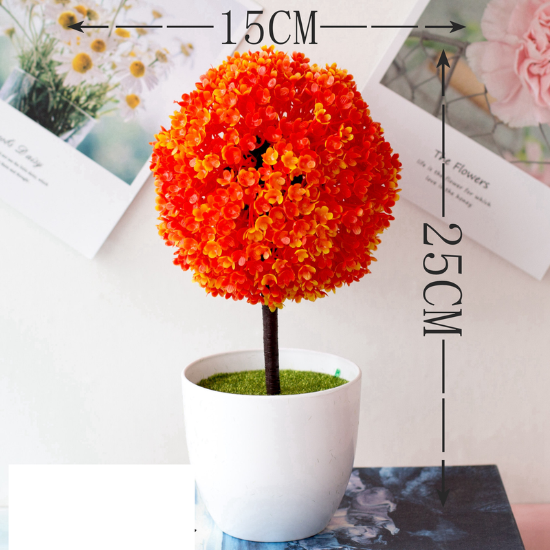Simulação de bola de neve de cereja, planta em vaso, grama, bola, bonsai, pequena árvore, decoração para casa, enfeites de flores, mini bola criativa_voghion.com