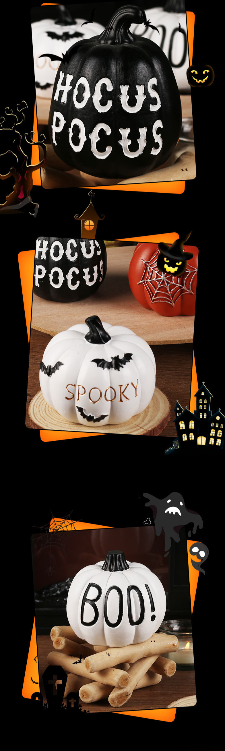 Ornamenti in resina di zucca di Halloween, artigianato, decorazione da tavolo, decorazione da giardino, atmosfera da orrore_voghion.com