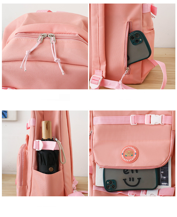 Sac à dos de style sacs pour femmes pour femmes grande capacité couleur unie version coréenne pour collégiens et lycéens sac d'école de tutorat personnalisé_voghion.com