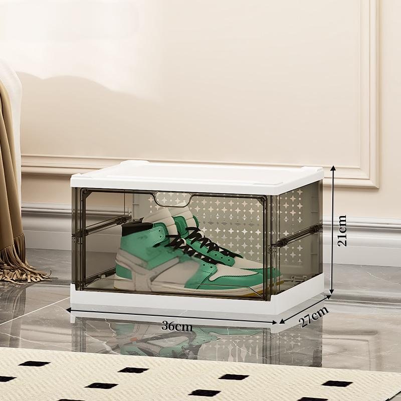 Clear Plastic Shoe Storage Box - Side Opening Foldable Shoe Organizer (No Assembly Space Saving, Dustproof Design)_voghion.com
