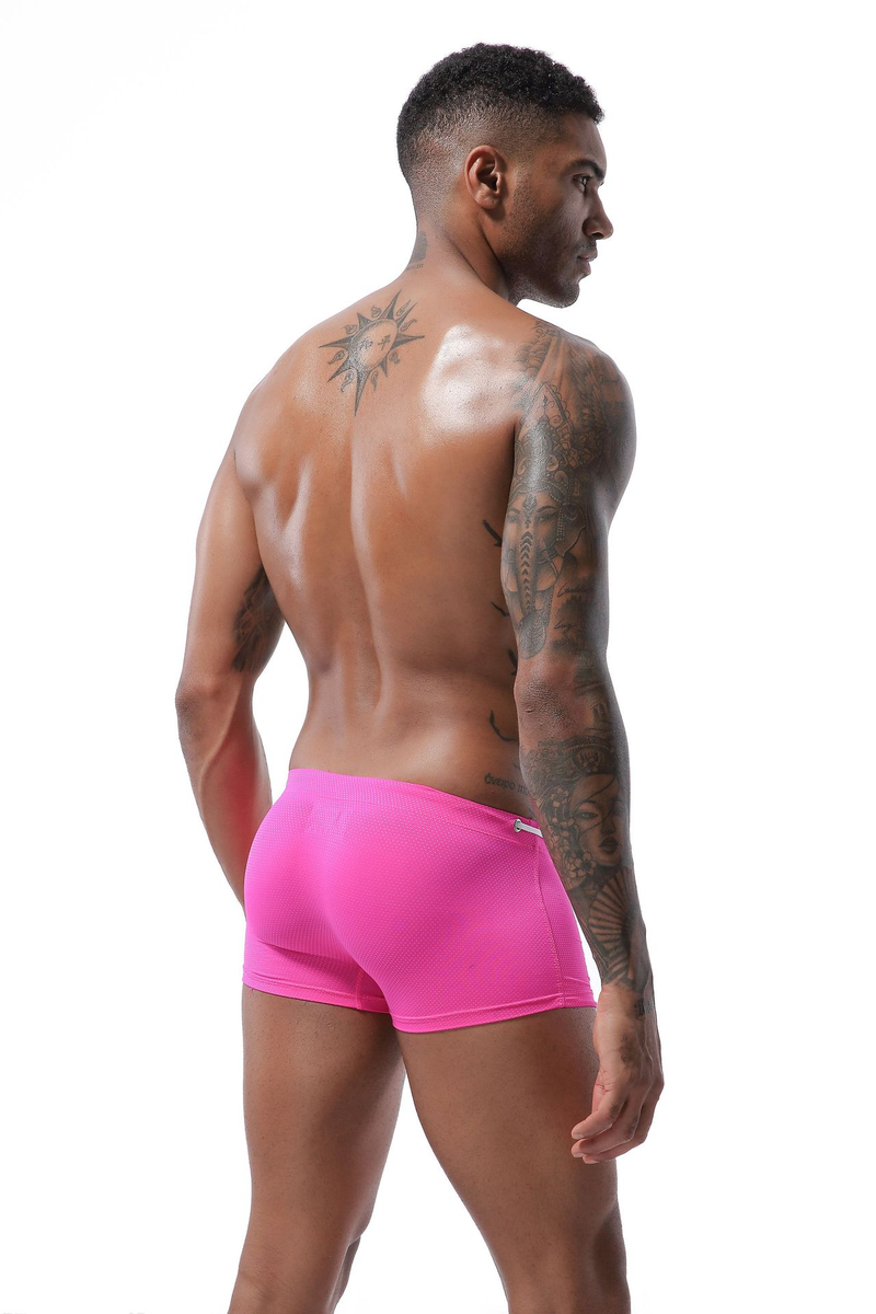 Men's Flat-angle Swimming Trunks, Low-waist Nylon Beach Trunks, Hot Spring Swimming Trunks, Lace-up, Summer_voghion.com