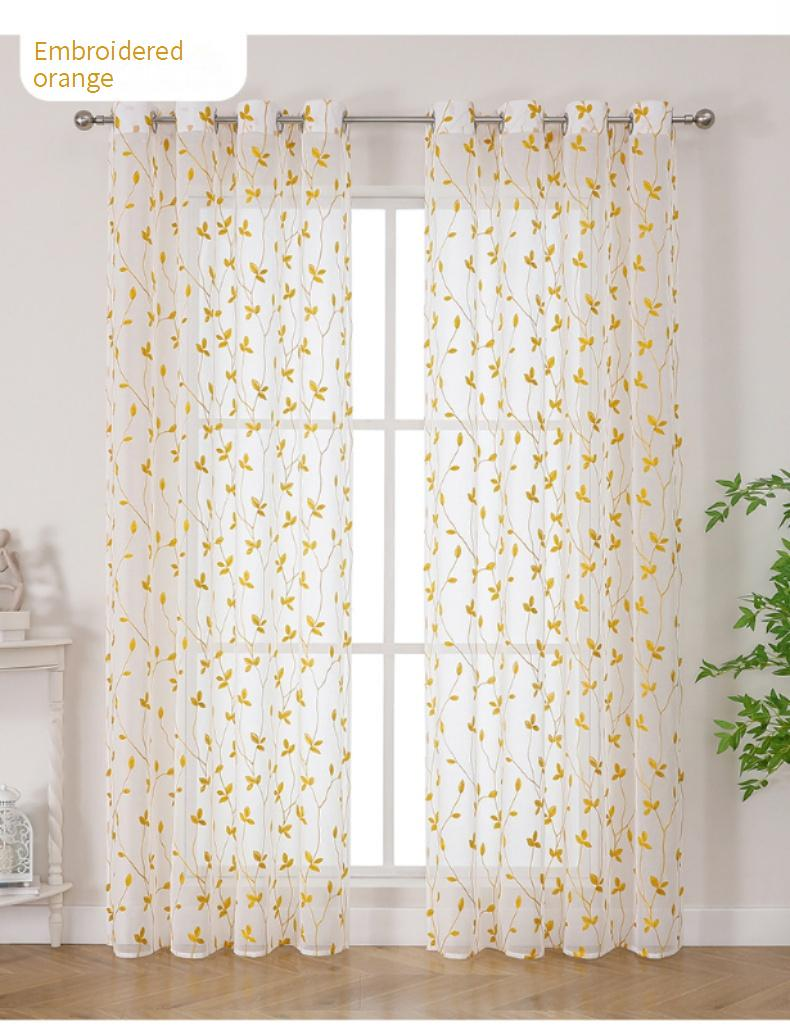 Floral Sheer Curtains - Semi-Sheer & Light Filtering (Embroidered Boho Style For Living Room & Bedroom, Ready-to-Hang Window Drapes)_voghion.com