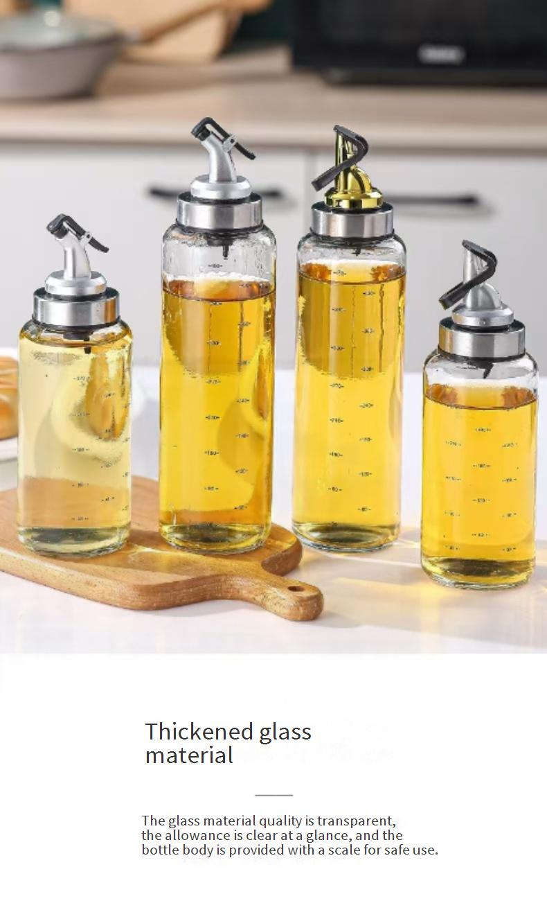 Botella dispensadora de aceite de vidrio - Recipiente hermético para aceite de cocina, ideal para vinagre de salsa de soja y aceite de sésamo (juego de 3 unidades de 500 ml cada una con pico vertedor)_voghion.com