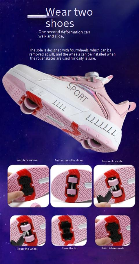 Dziecięce buty autentyczne czterokołowe zdeformowane buty do biegania dla mężczyzn i kobiet rolki dla dzieci chłopców i dziewcząt czterokołowe dwukołowe_voghion.com