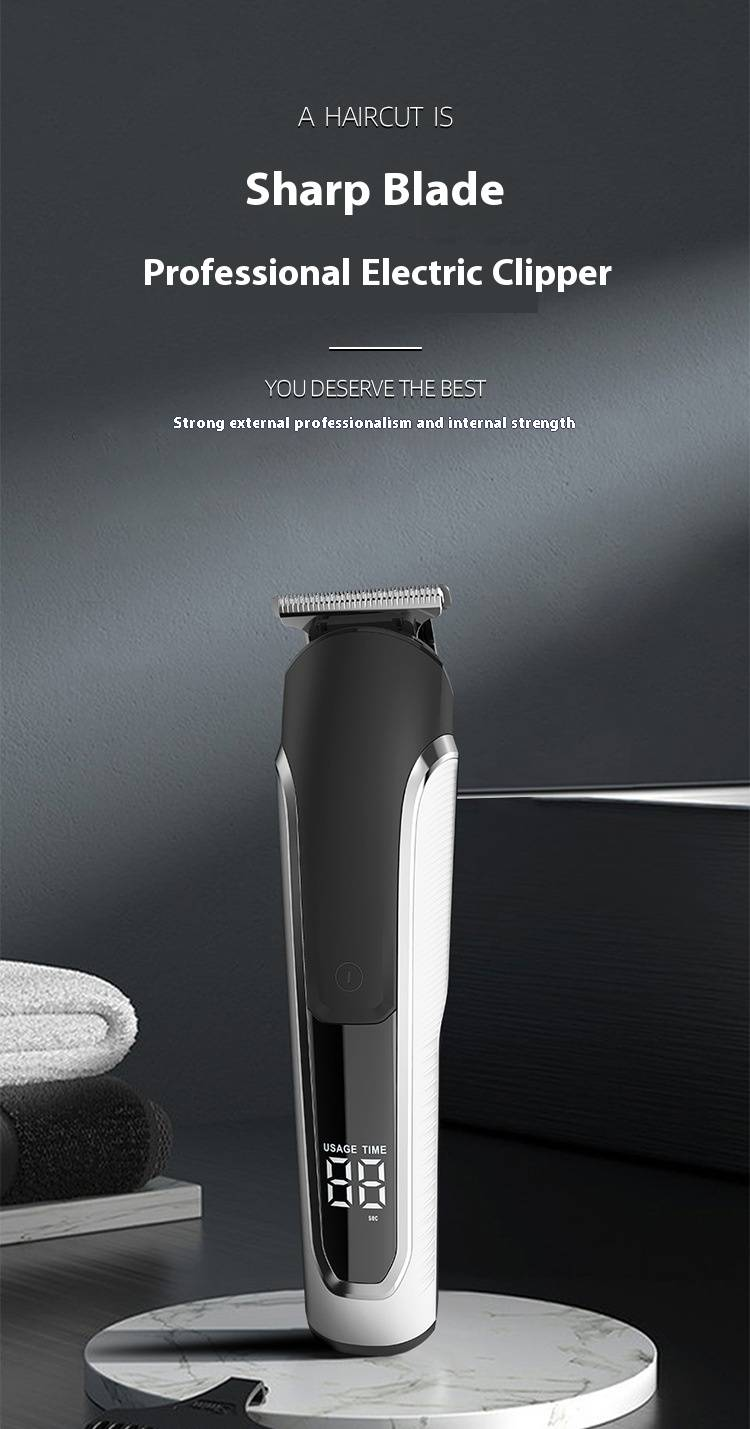 Professional Cordless Hair Clipper Kit - Rechargeable & Waterproof Hair Trimmer With LCD Display For Men & Kids_voghion.com