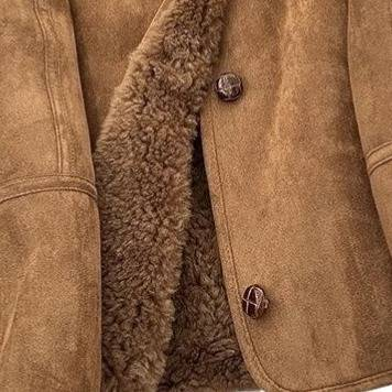 Luxe imitatiebontjas - comfortabele suède-achtige bomberjack met 3D-textuur, oversized pasvorm en warme lamswollen voering voor kleine vrouwen (S-3XL)_voghion.com