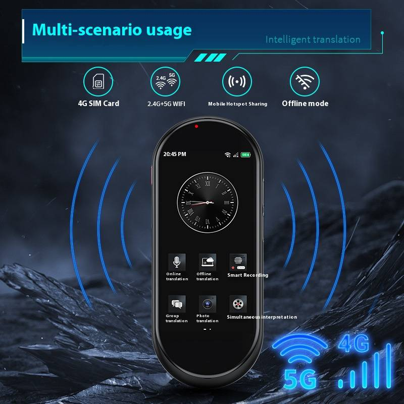Seyahat ve İş İçin 4G ve Çevrimdışı Modlu, 5 İnç Dokunmatik Ekranlı, Gerçek Zamanlı Sesli Çeviri Özellikli A10 Yapay Zeka Çeviri Cihazı_voghion.com