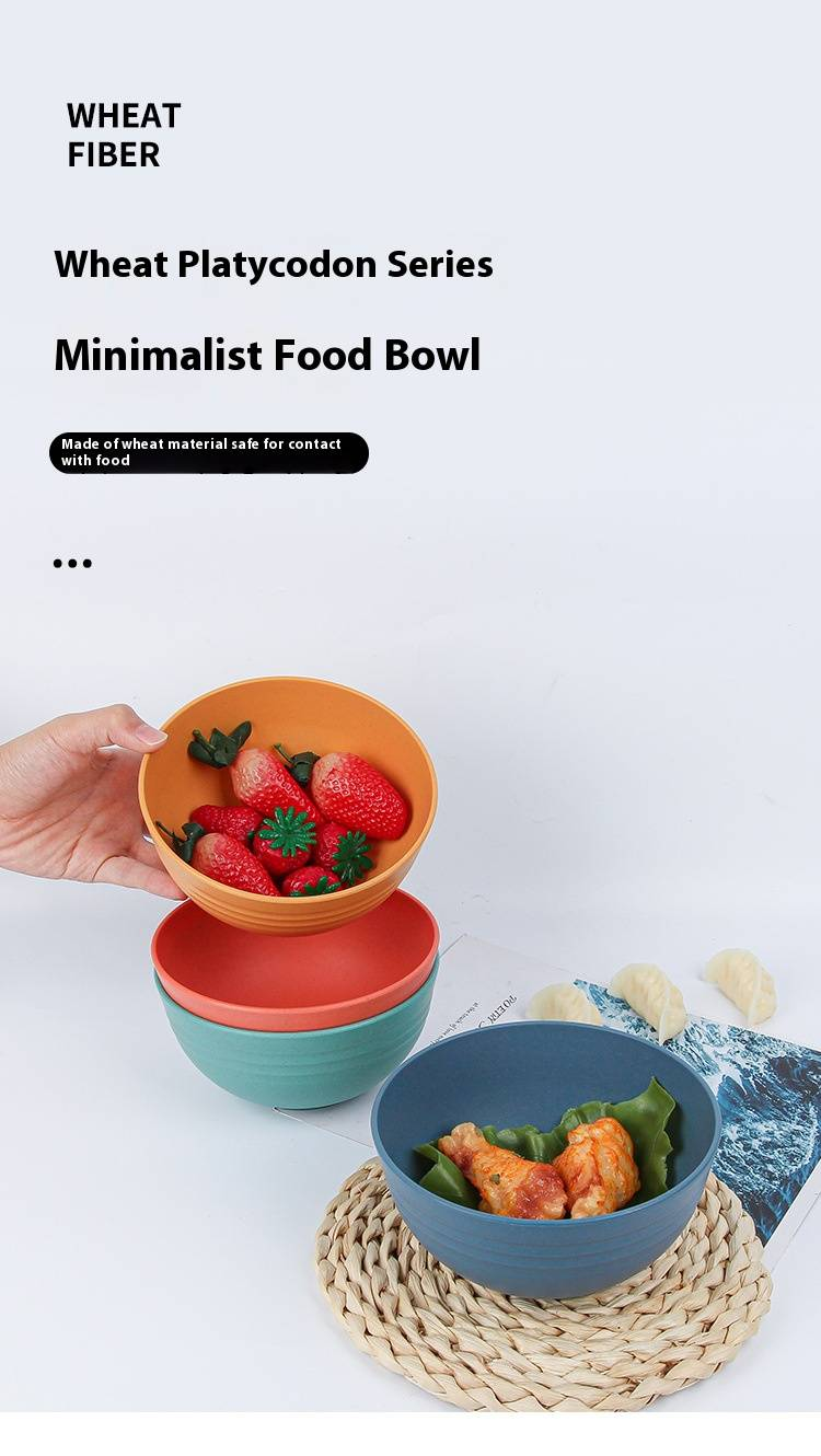 Umweltfreundliches Weizenstroh-Schüsseln-Set – Mikrowellengeeignetes Geschirr im nordischen Stil für Zuhause und das Büro (15 cm, 4 Farben)_voghion.com