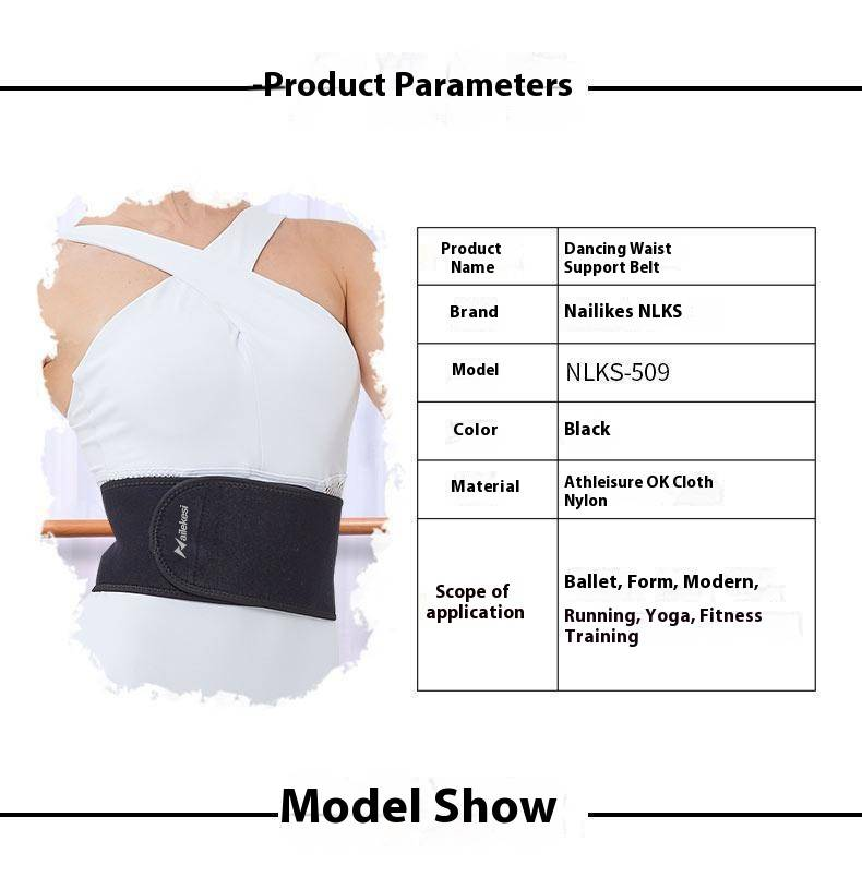 Professional Dance & Fitness Waist Belt - Adjustable Support For Dance, Martial Arts & Workouts - Breathable Nylon & SBR (Black, L/XL)_voghion.com