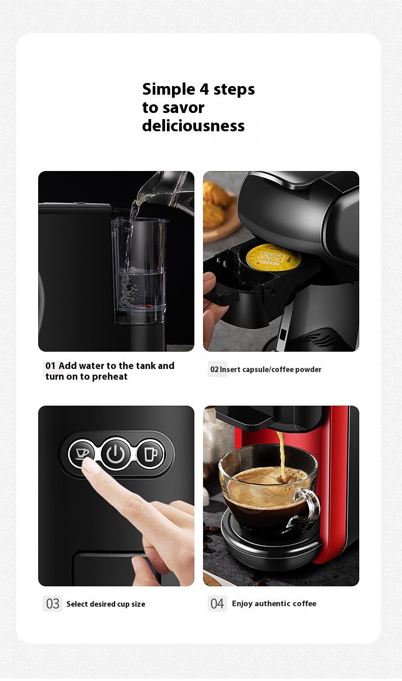 Automatic Capsule Coffee Machine – 19Bar Pressure, Compact Design, Multi-Functional For Espresso & Americano, 1.2L Tank (EU Plug)_voghion.com